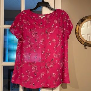 Pink floral blouse